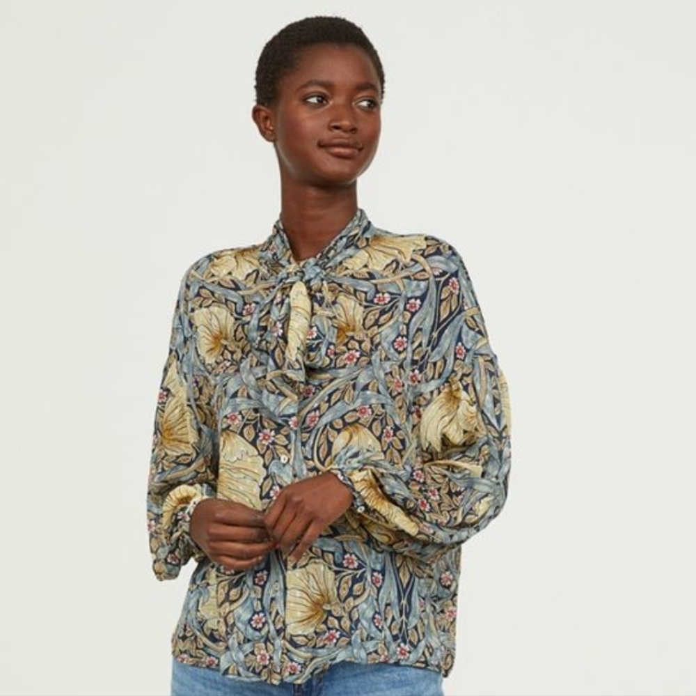 Floral Button Down Shirt - Blue and Yellow